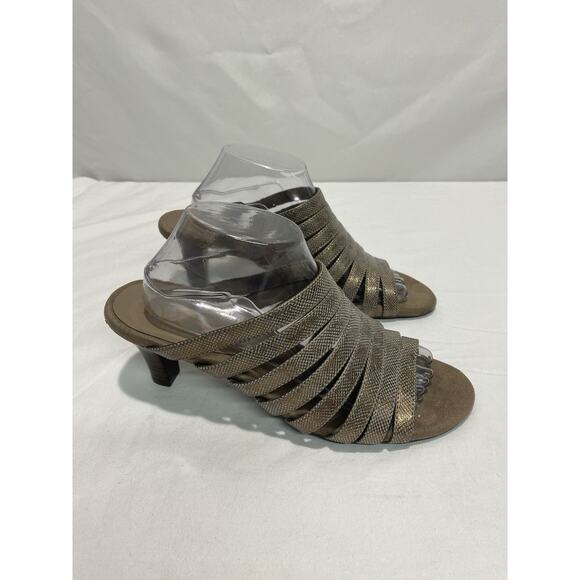 AEROSOLES A2 HEELREST Slip On MID HEELS WOMEN'S OPEN TOE Sandals SHOES SIZE 11 - Picture 3 of 7